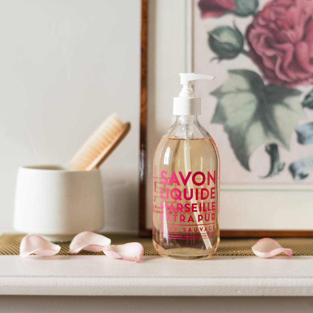 Compagnie de Provence Wild Rose Liquid Soap 495 ml in a supplier-styled setting