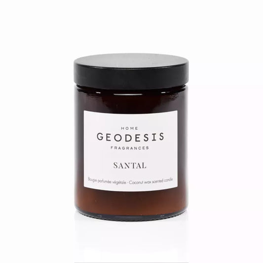 Geodesis Sandalwood candle 150 g in amber glass with black lid